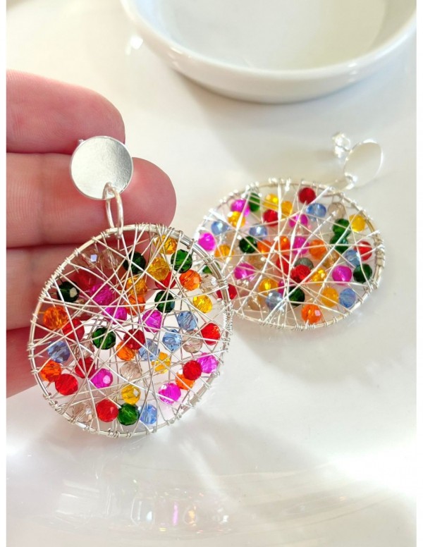 AROS BAÑADOS EN PLATA CRISTALES