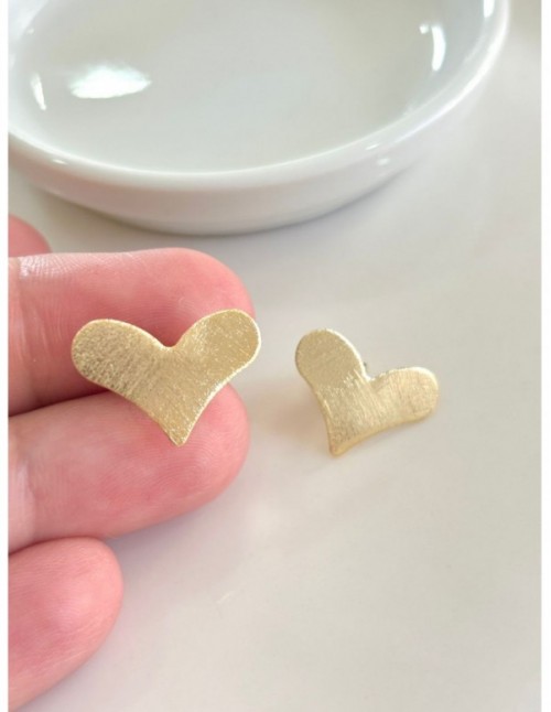 AROS BAÑADOS EN ORO CORAZON 18MM