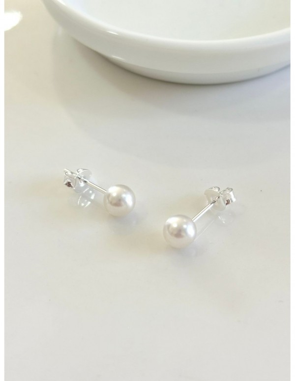 AROS BAÑADOS EN PLATA PERLAS 5MM