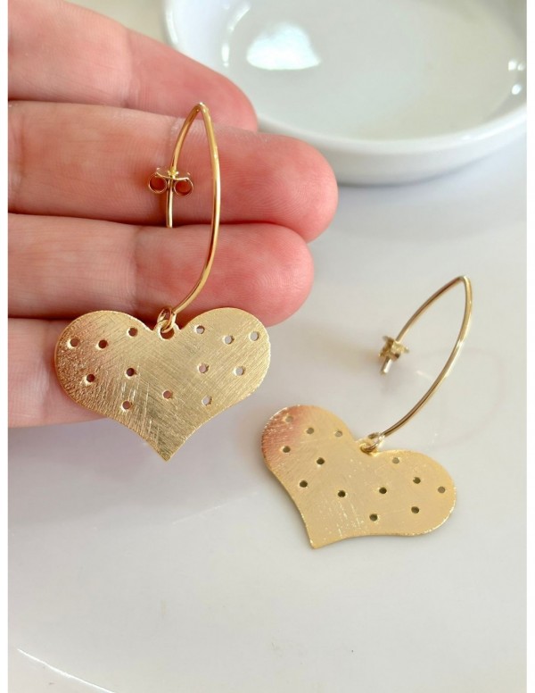 AROS BAÑADOS EN ORO CORAZON 48MM