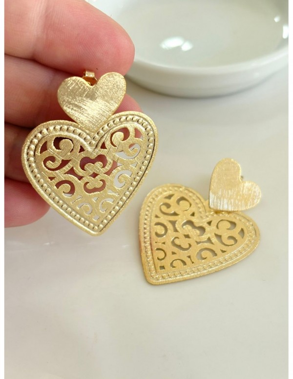 AROS BAÑADOS EN ORO CORAZON 40MM
