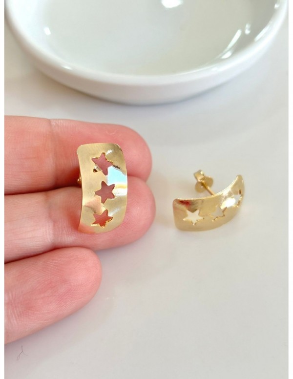 AROS BAÑADOS EN ORO ESTRELLAS 20MM