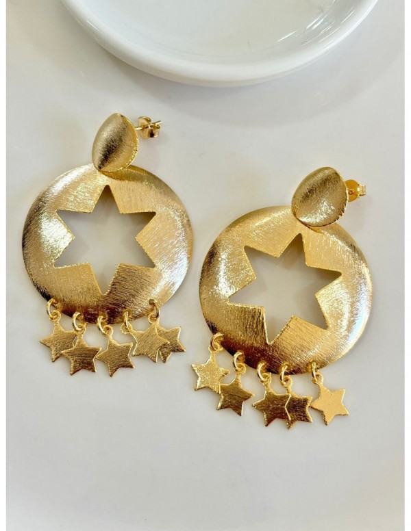 AROS BAÑADOS EN ORO ESTRELLAS 55MM