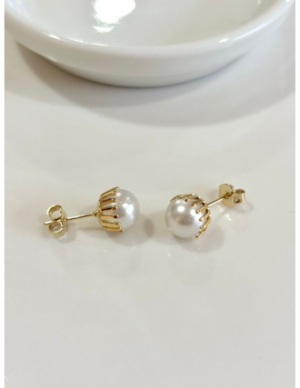 AROS BAÑADOS EN ORO PERLAS 8MM
