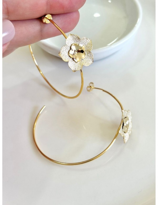 AROS BAÑADOS EN ORO ARGOLLAS DE FLOR