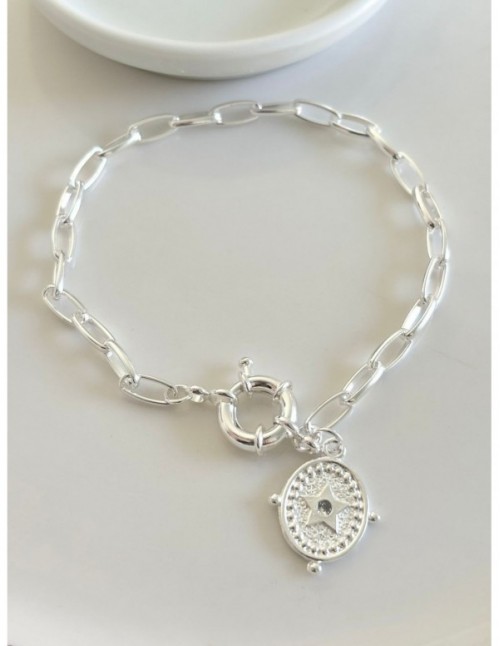 PULSERA BAÑO DE PLATA DIJE ESTRELLA