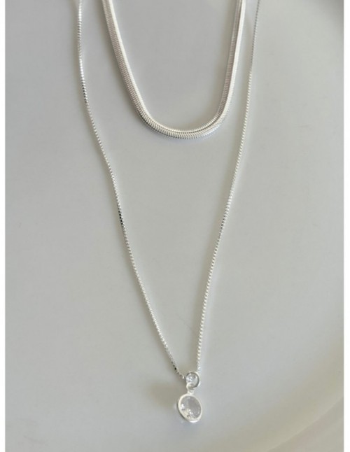 COLLAR BAÑO DE PLATA DUO PUNTO DE LUZ