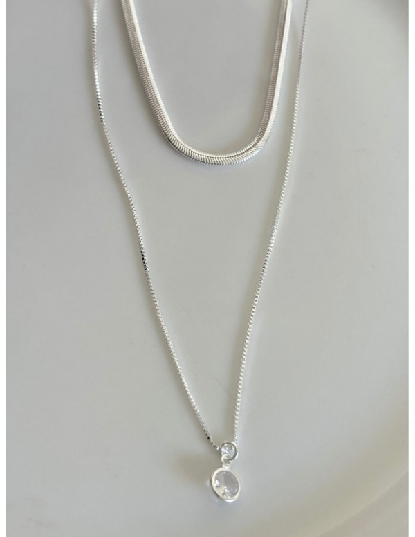 COLLAR BAÑO DE PLATA DUO PUNTO DE LUZ