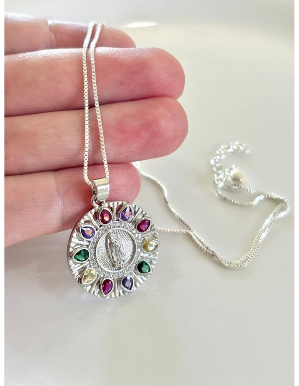COLLARES BAÑADOS EN PLATA COLGANTE RELIGIOSO 45+5CM