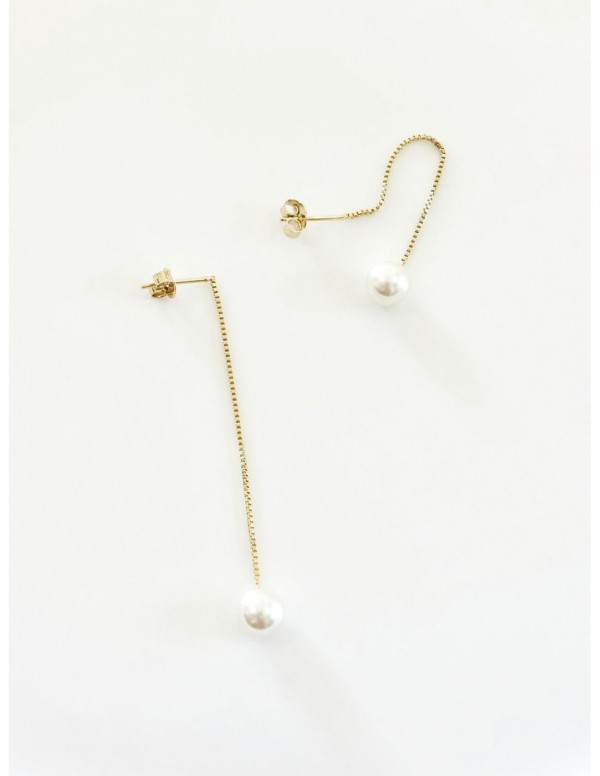 AROS BAÑADOS EN ORO PERLA BLANCA 55MM