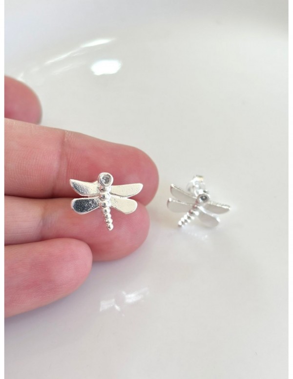 AROS BAÑADOS EN PLATA LIBELULA 12MM
