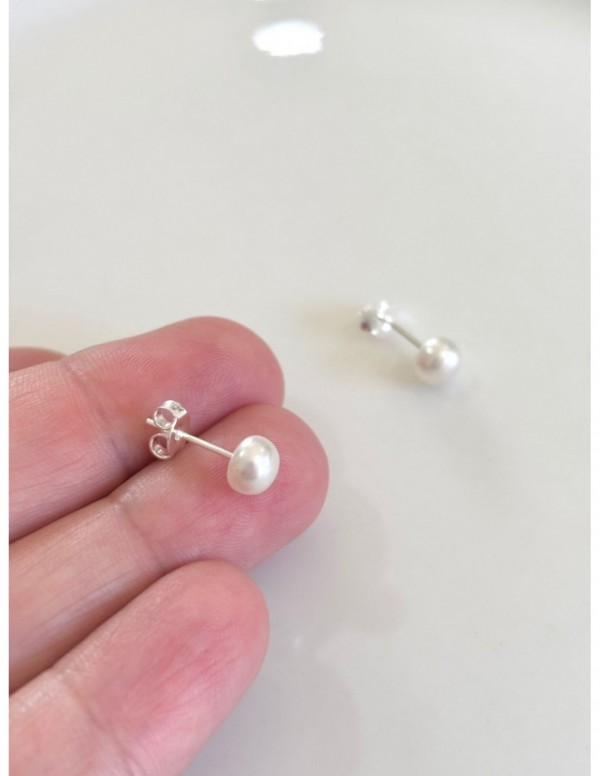 AROS BAÑADOS EN PLATA PERLA IMITACION 6MM
