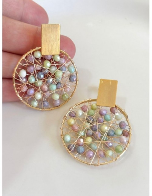 AROS BAÑADOS EN ORO CRISTALES ALAMBRISMO